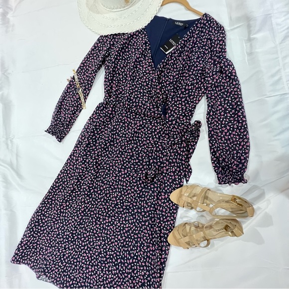 LAUREN RALPH LAUREN FLORAL GEORGETTE DRESS SIZE 18 - Picture 4 of 15